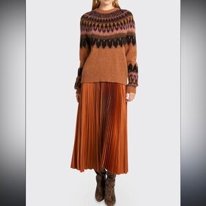 A.L.C. Demi Pleated Skirt in burnt orange